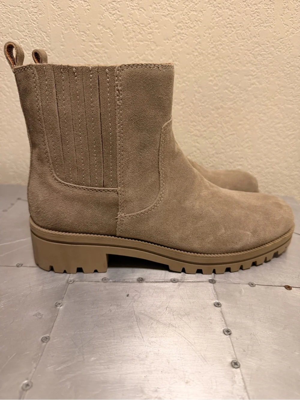Women's Suede Lucky Brand Chelsea Lug Boot - Taupe
